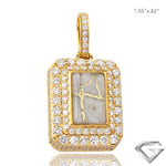 10K Yellow Gold 4.00ctw Diamond 3-D Dog Tag Pendant - Gold Quartz White