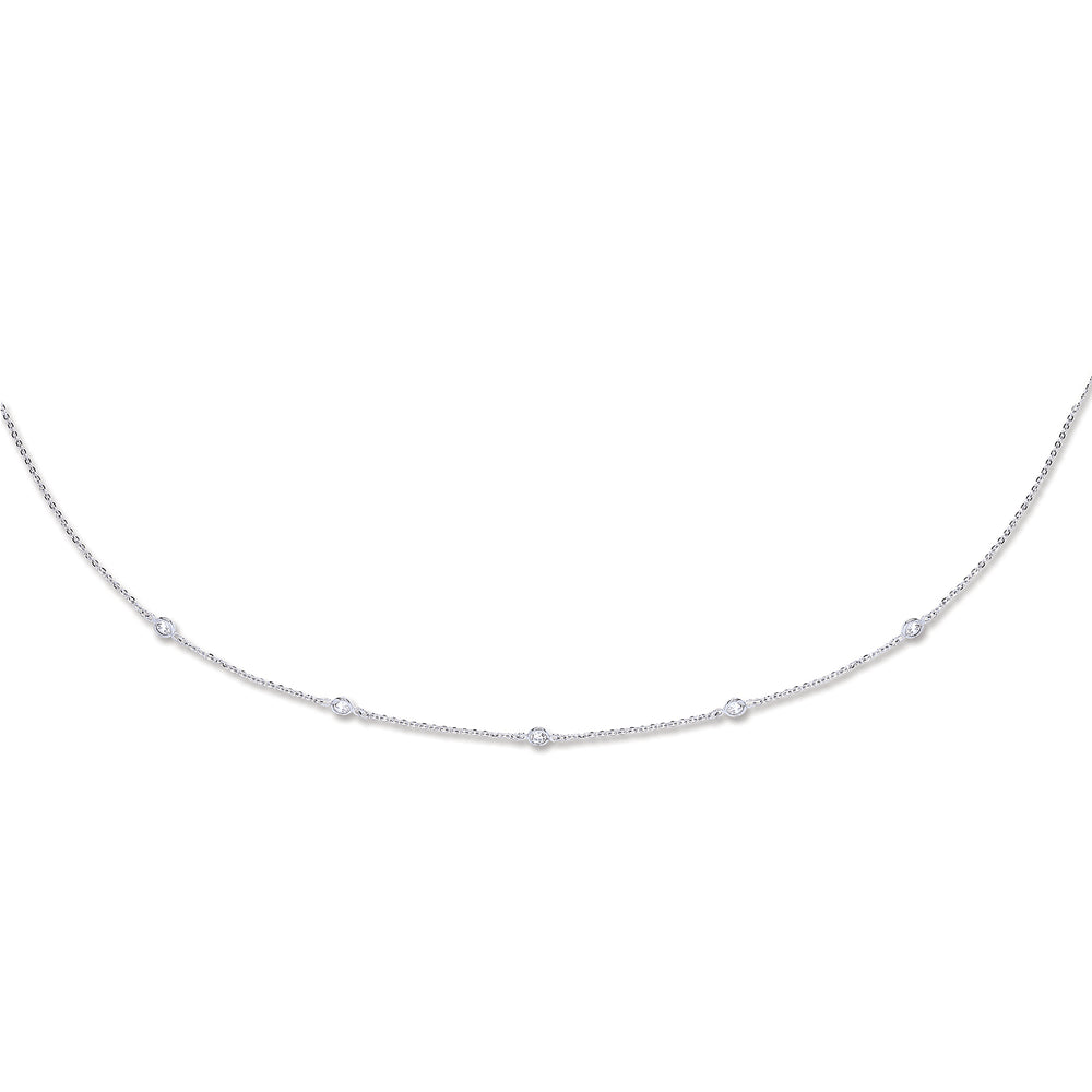 9ct White Gold Rubover Belcher Cubic Zirconia (CZ) Chain