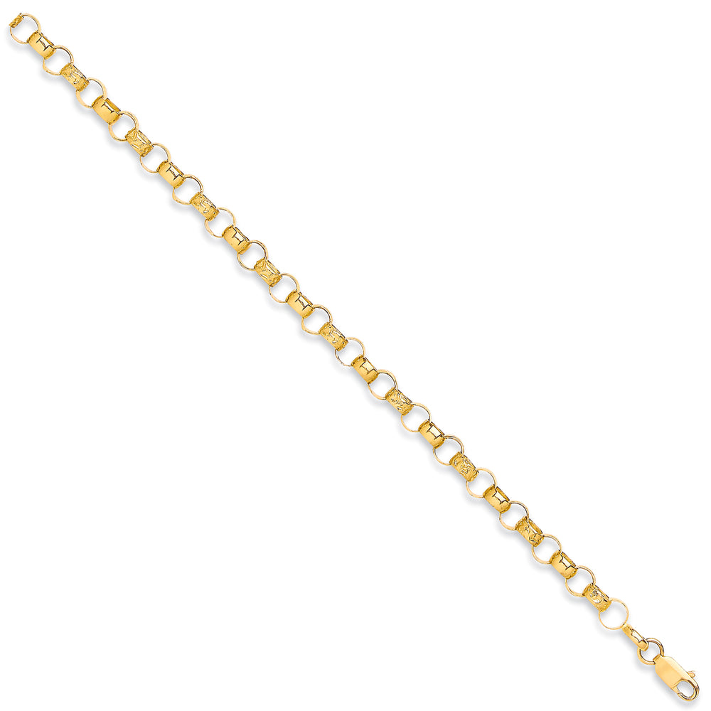 9ct Yellow Gold Plain & Engraved Round Belcher Chain