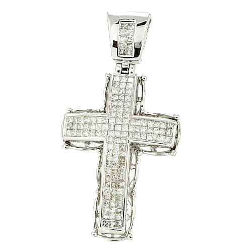 14K White Gold 3.00ctw Diamond Invisible Set Cross