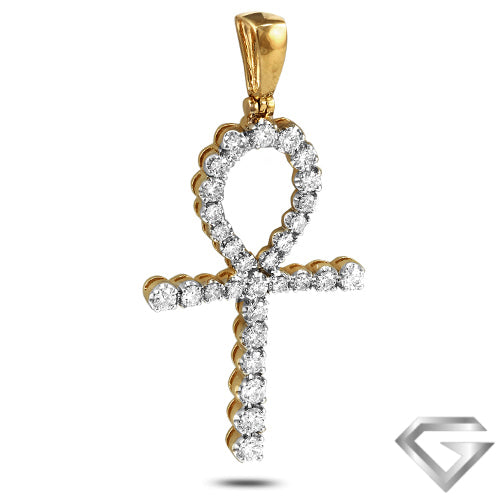 14K Yellow Gold 2.00ctw Diamond Prong Set Cross Pendant