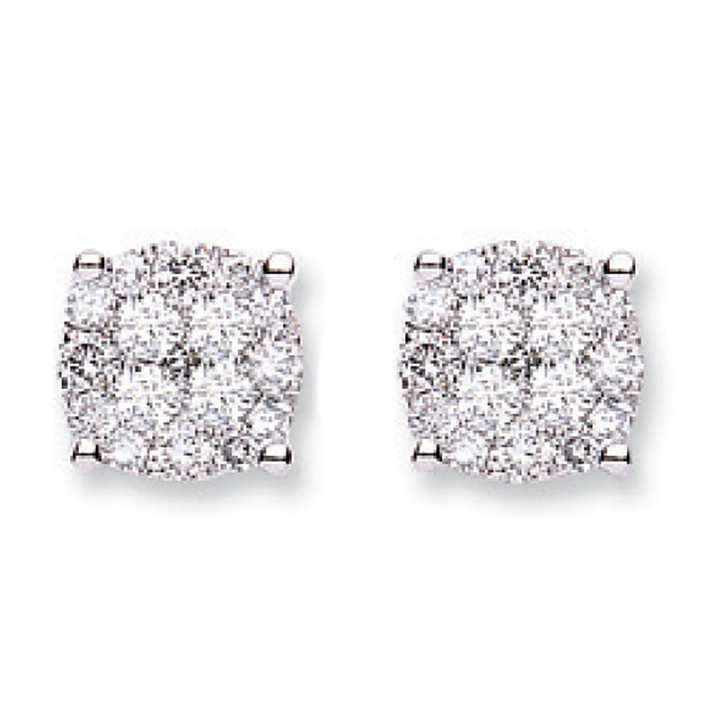 18ct White Gold 0.50ct Cluster Diamond Studs