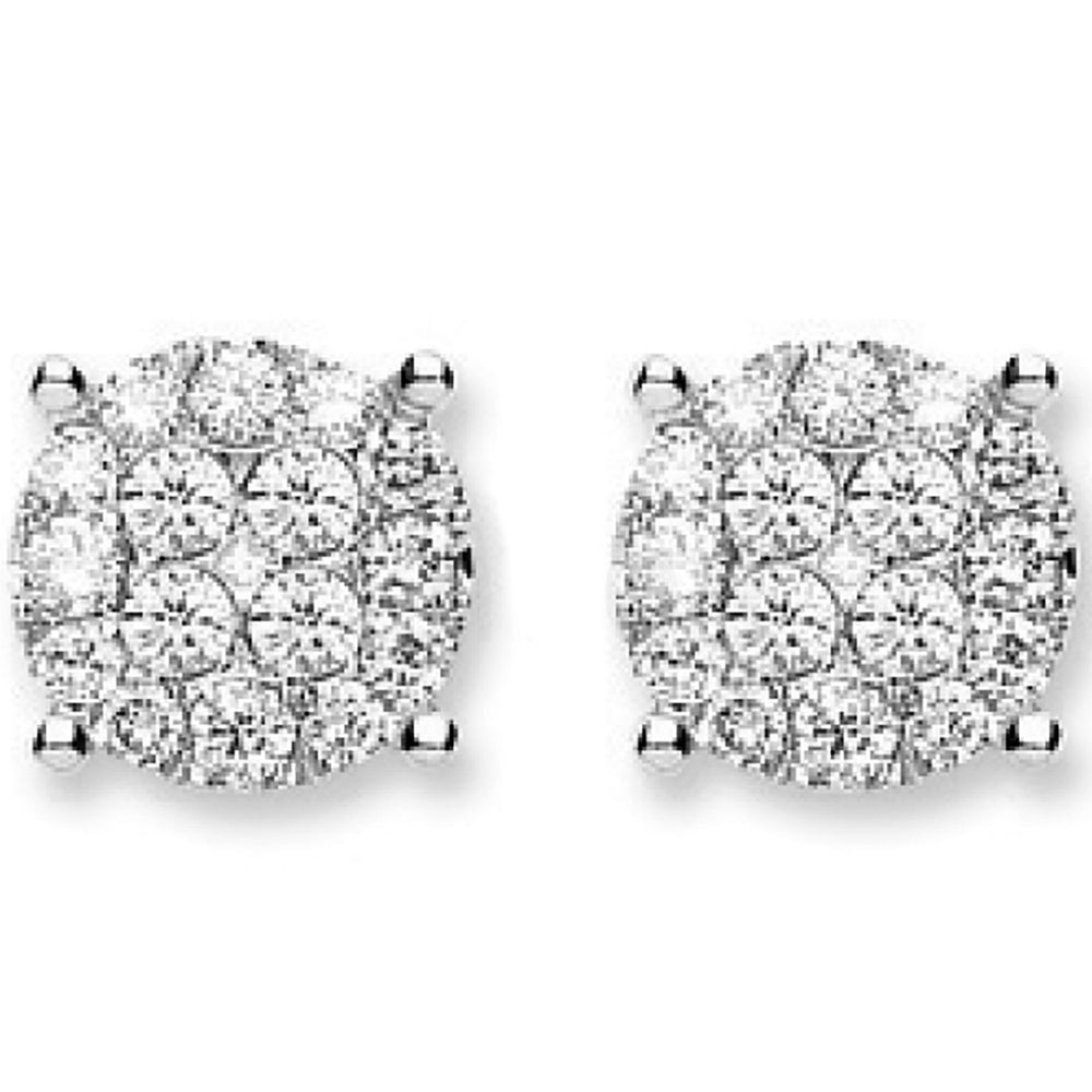 18Ct White Gold 1.00ct Cluster Diamond Studs