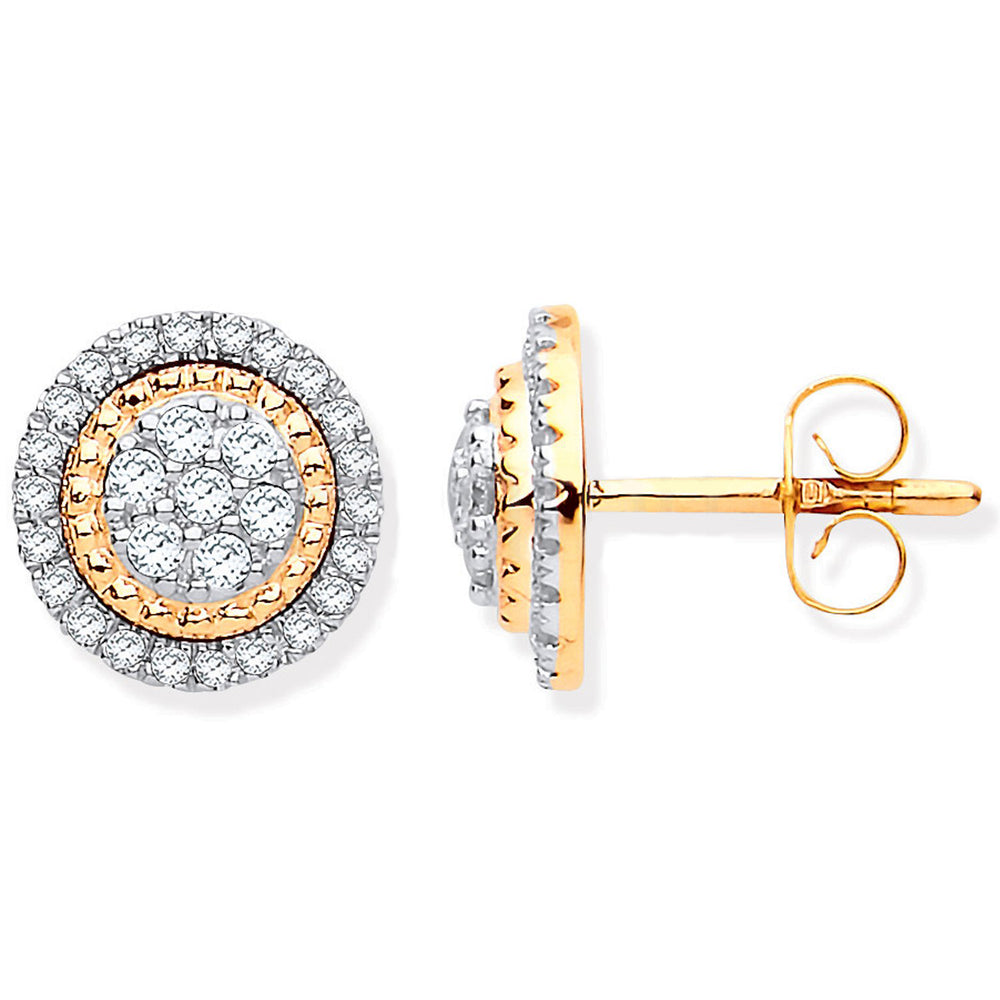 9ct Yellow Gold Multi Circles Stud Diamond 0.36ctw Earrings