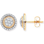 9ct Yellow Gold Multi Circles Stud Diamond 0.36ctw Earrings