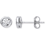 9ct White Gold Rub-Over Illusion Set 0.15ctw Diamond Studs