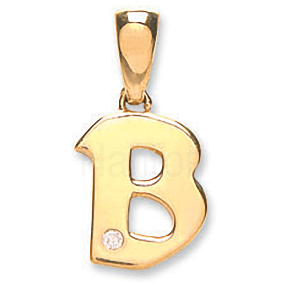 9ct Yellow Gold 0.01ct Diamond B Letter Pendant