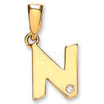 9ct Yellow Gold 0.01ct Diamond N Letter Pendant