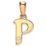 9ct Yellow Gold 0.01ct Diamond P Letter Pendant