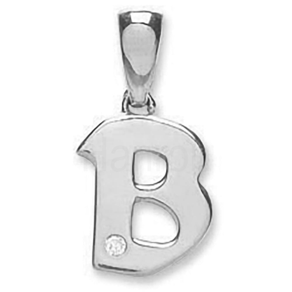 9ct White Gold 0.01ct Diamond A Letter Pendant