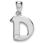 9ct White Gold 0.01ct Diamond D Letter Pendant