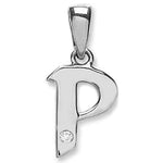 9ct White Gold 0.01ct Diamond P Letter Pendant