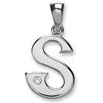 9ct White Gold 0.01ct Diamond S Letter Pendant