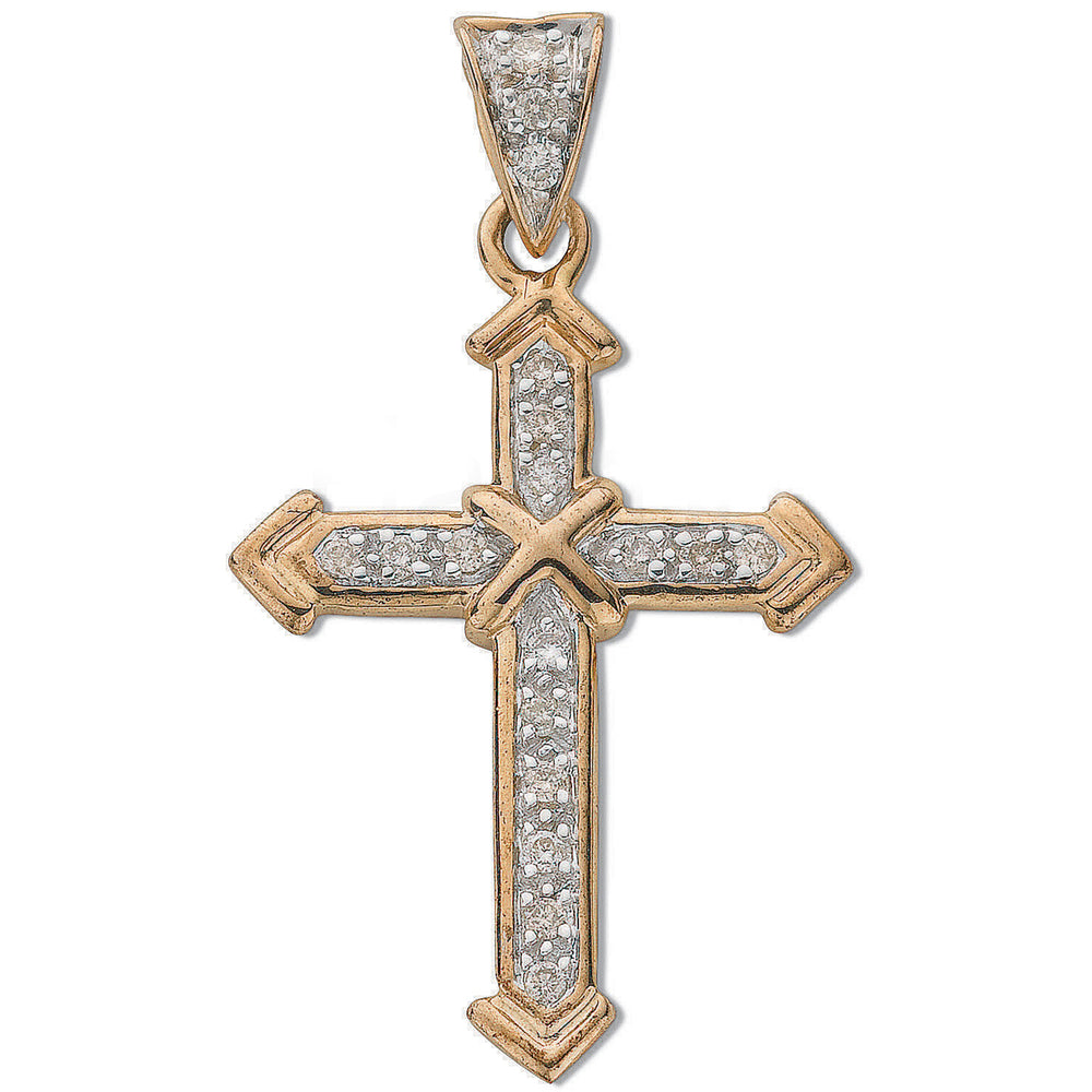 9ct Yellow Gold 0.18ct Diamond Cross