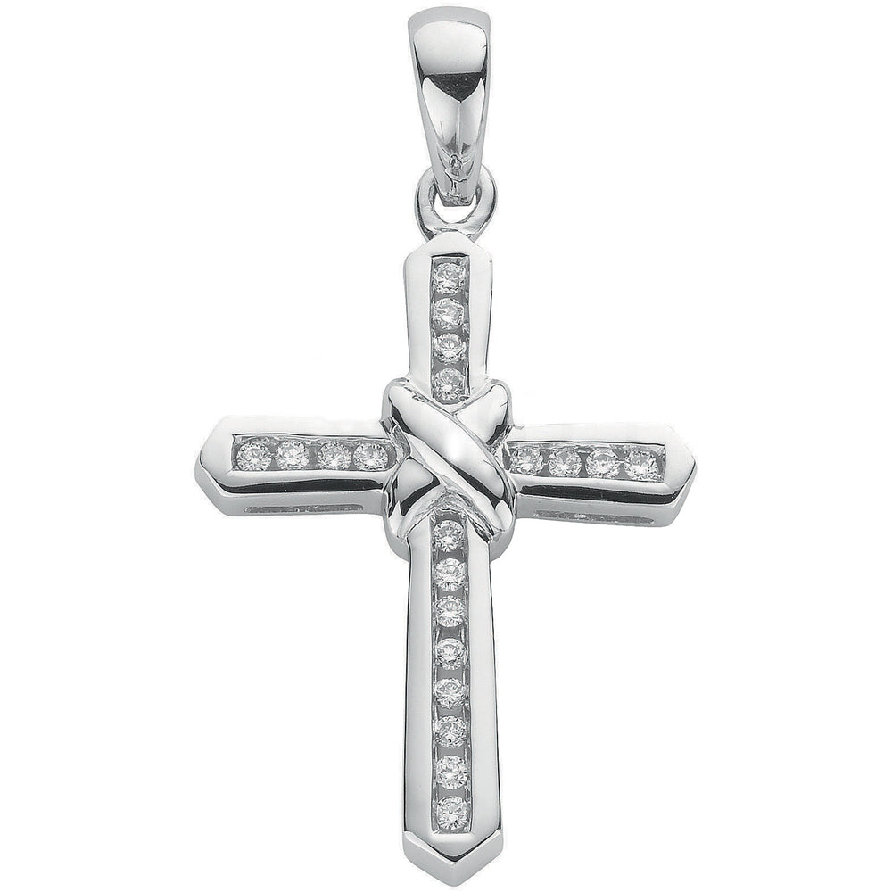 9ct White Gold 0.25ct Diamond Cross