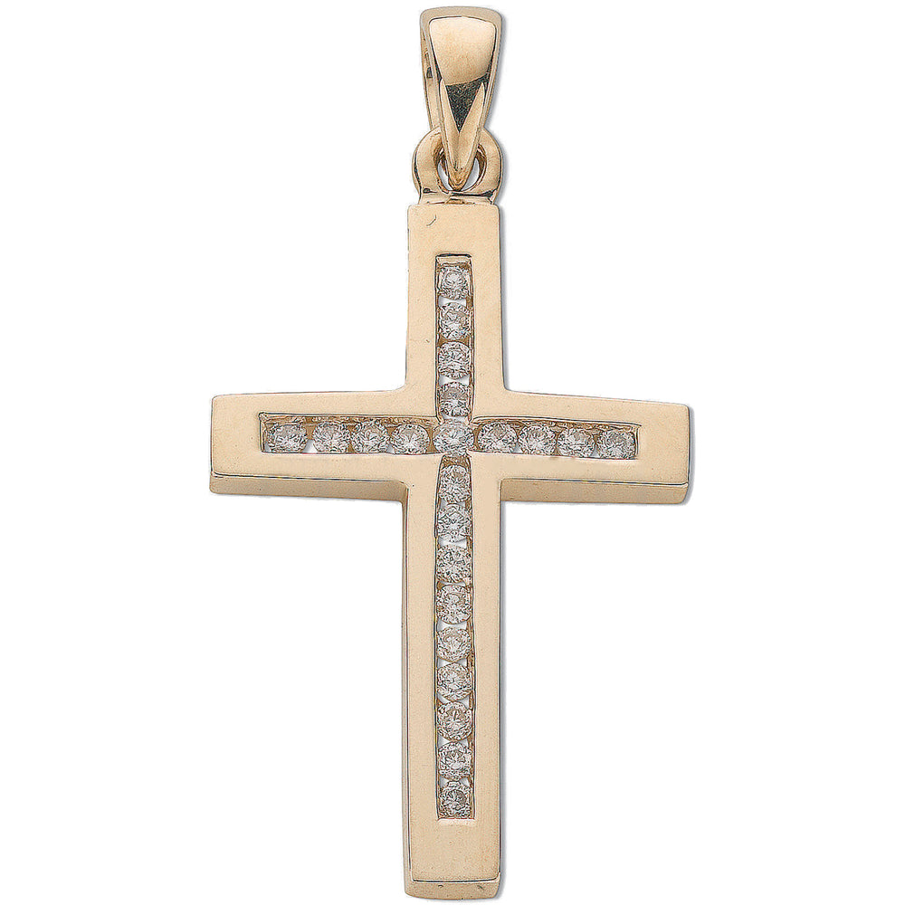 9ct Yellow Gold 0.35ct Diamond Cross