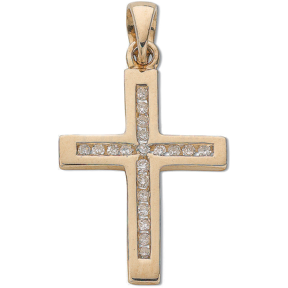 9ct Yellow Gold 0.15ct Diamond Cross