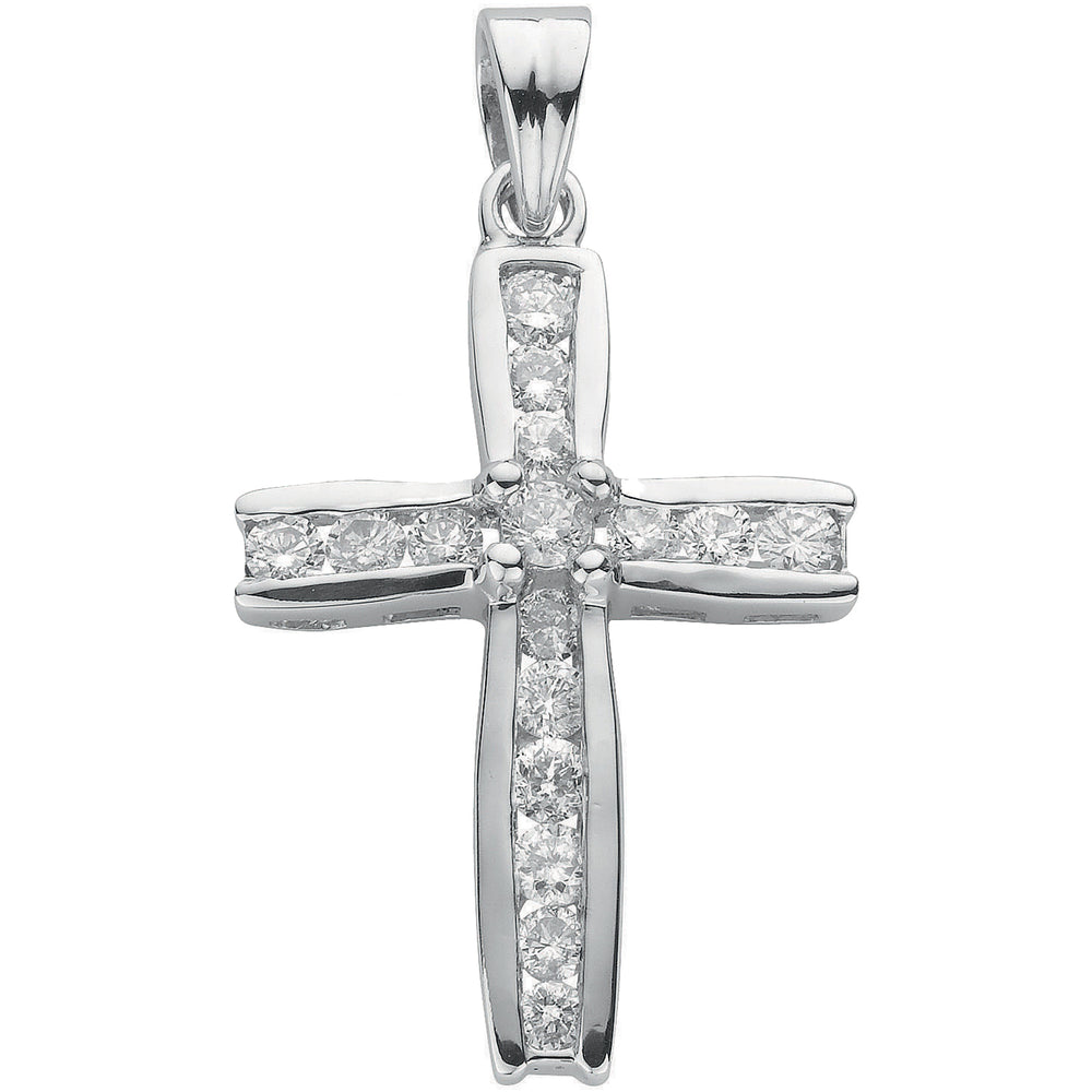 18ct White Gold 1.00ct Diamond Cross