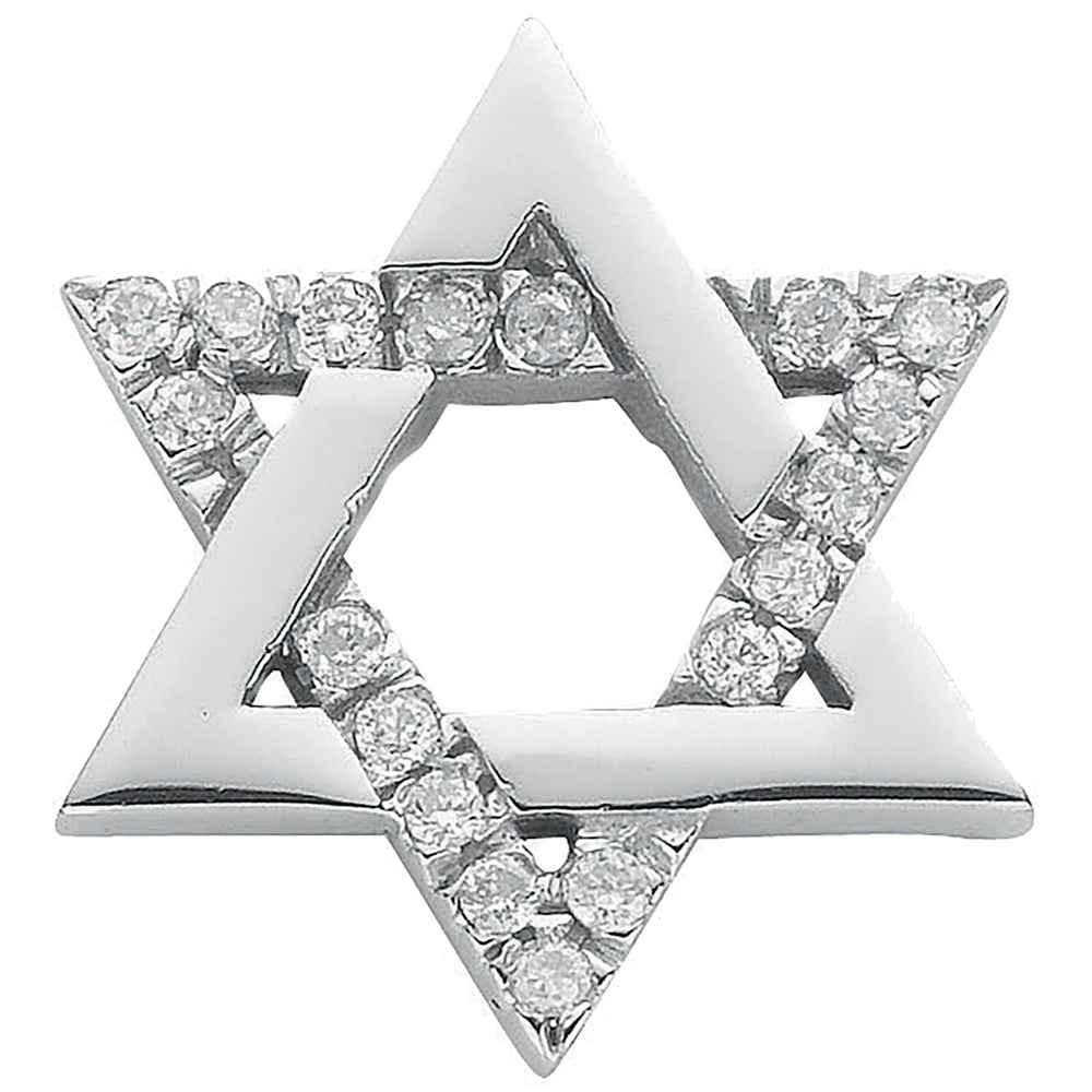 9ct White Gold 0.10ct Diamond Star of David Pendant