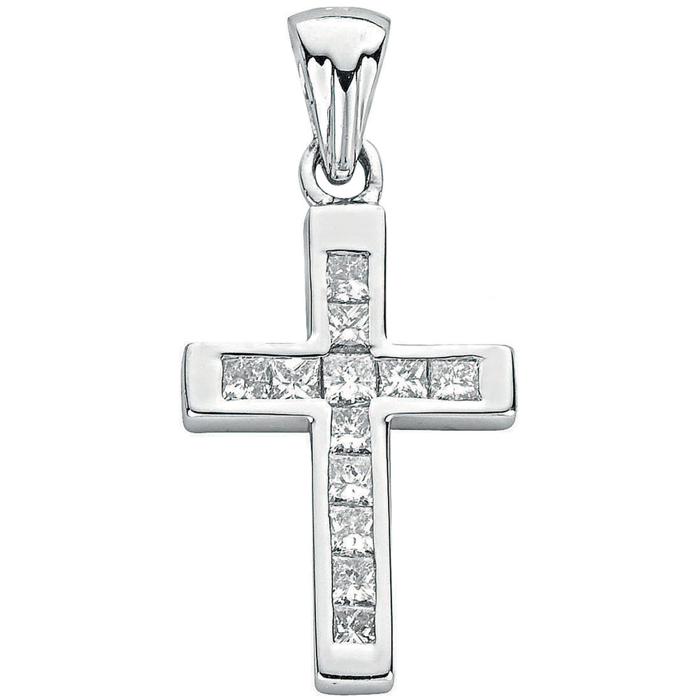 18ct White 0.44ct Princess Diamond Cross