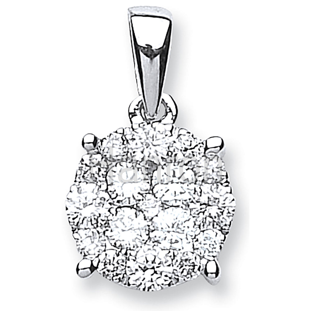 18ct White Gold 0.75ct Diamond Cluster Pendant