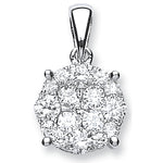 8ct White Gold 1.00ct Diamond Cluster Pendant