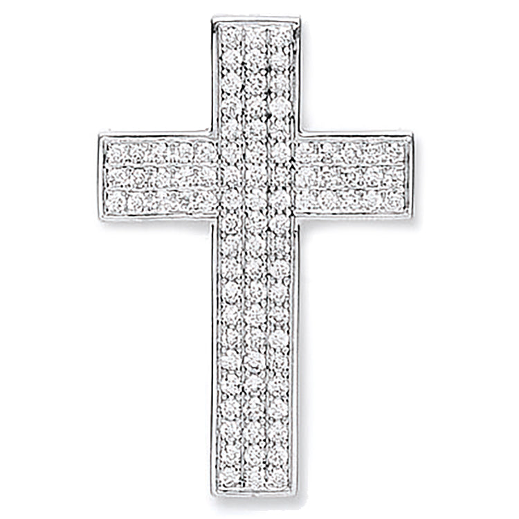 18ct White Gold Pave Set 0.80ct Diamond Cross