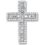 18ct White Gold 0.50ct Baguette & Brilliant Cut Diamond Cross Pendant