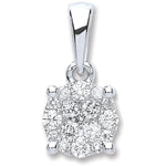 18ct White Gold 0.25ct Diamond Cluster Pendant