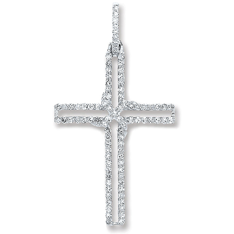 9ct White Gold 0.25ct Diamond Cross Pendant