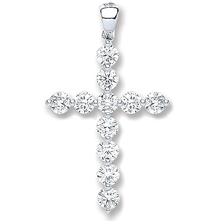 18ct White Gold 0.70ct Diamond Cross Pendant