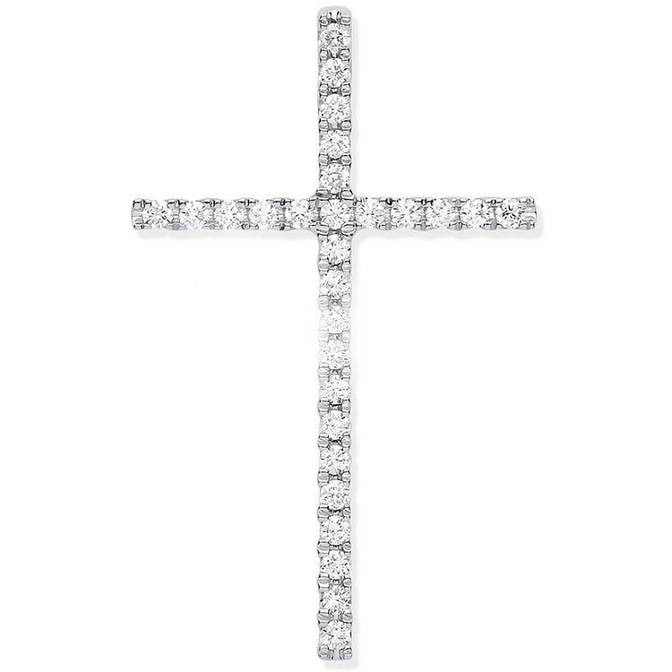 18ct White Gold 0.35ctw Diamond Set Cross