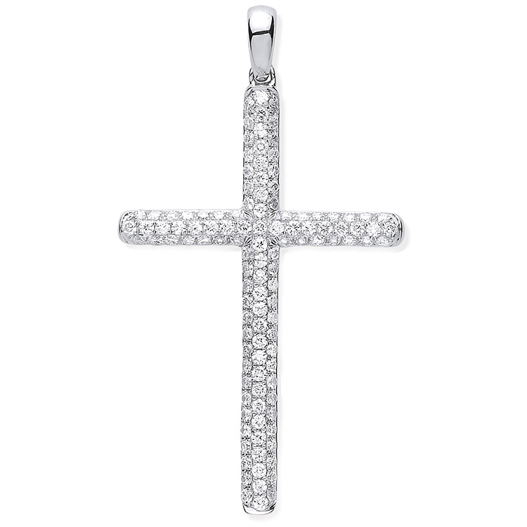 18ct White Gold 0.45ct Diamond Set Cross