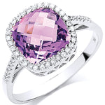 9ct White Gold 0.15ct Diamond & 2.65ct Amethyst Ring