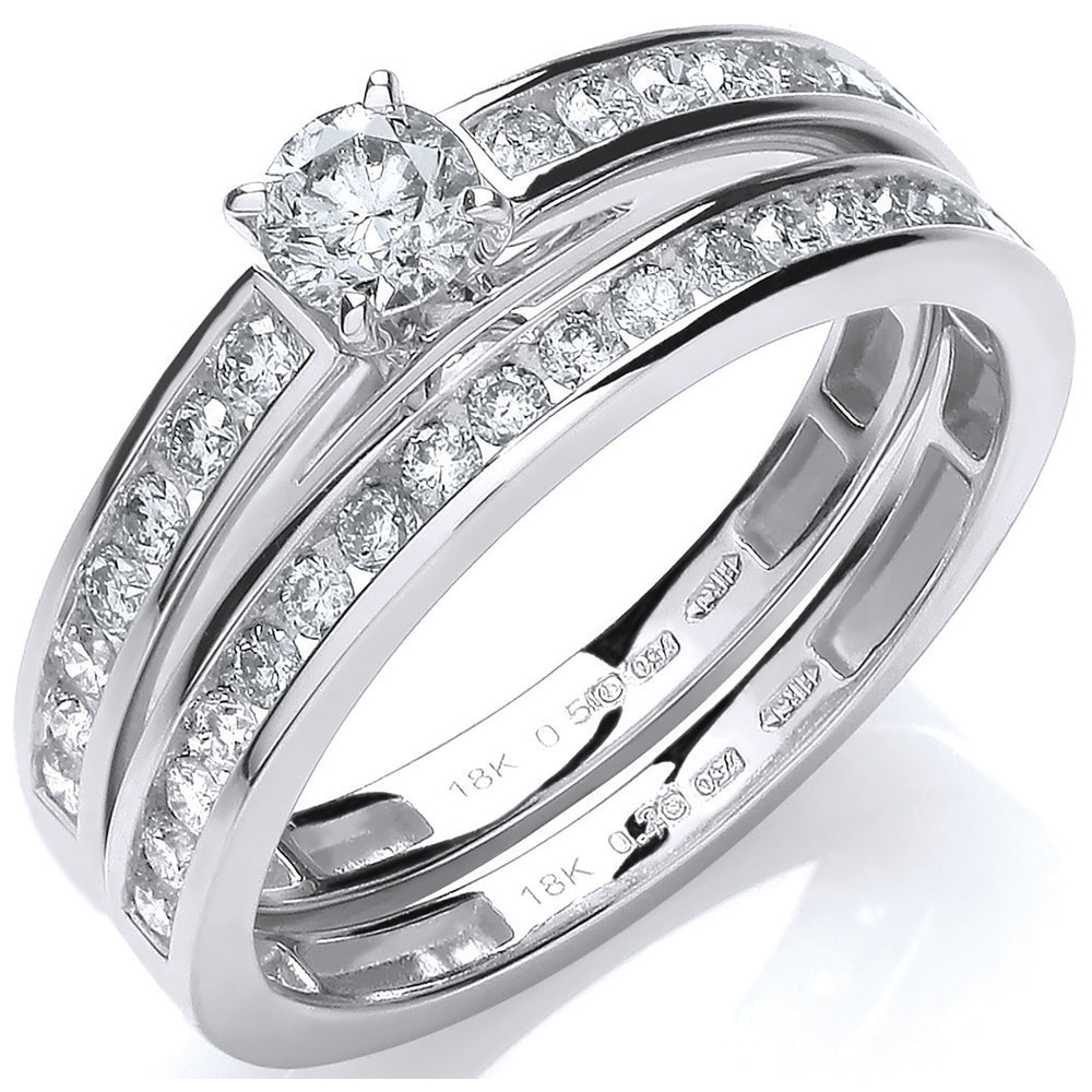 18ct White Gold 0.75ct Bridal Set Rings