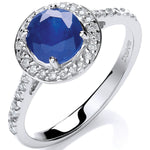 9ct White Gold 0.20ct Diamond, 0.65ct 5mm Sapphire Ring