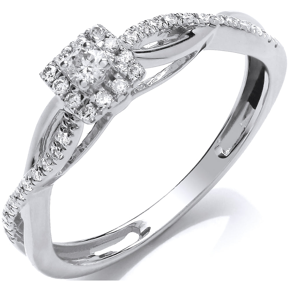 9ct White Gold 0.20ct Diamond Solitaire Style Ring