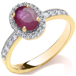 9ct 0.30ct Diamond & Oval Ruby yellow Gold Ring