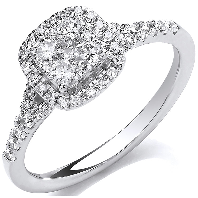 18ct White Gold 0.55ct Halo Ring