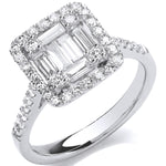 18ct White Gold 1.00ct Square Halo Style Ring