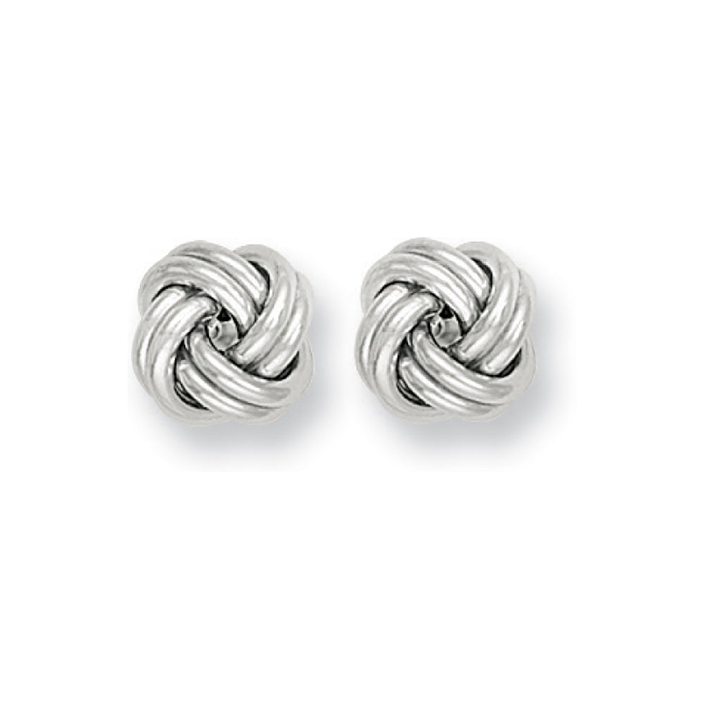 9ct White Gold Knot Stud Earrings