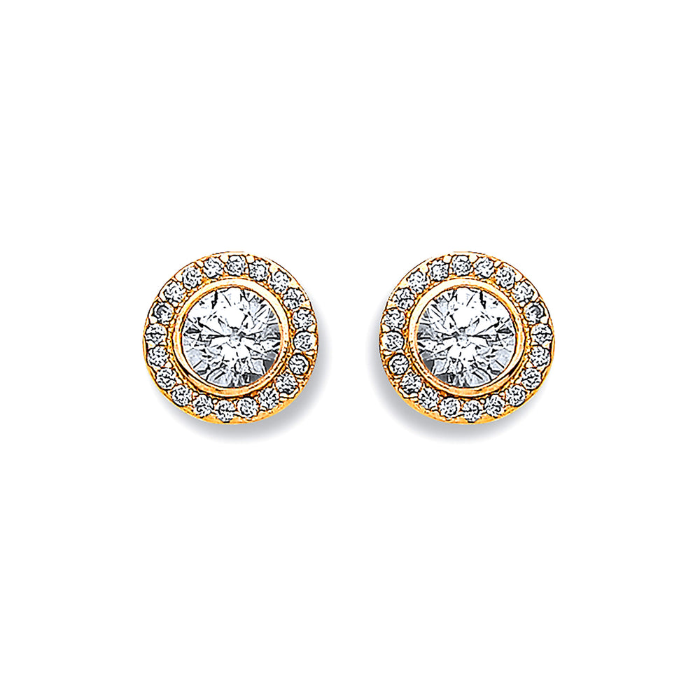 9ct Yellow Gold Halo Stud