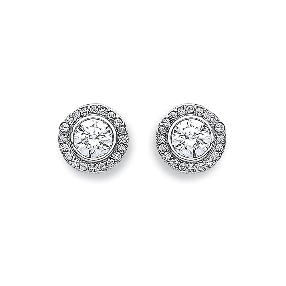 9ct White Gold Halo Stud