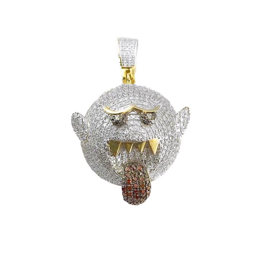 Yellow Gold Diamond Cartoon Ghost Pendant 10ct 