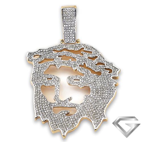 10K Yellow Gold 1.50ctw Diamond Open Jesus Pendant