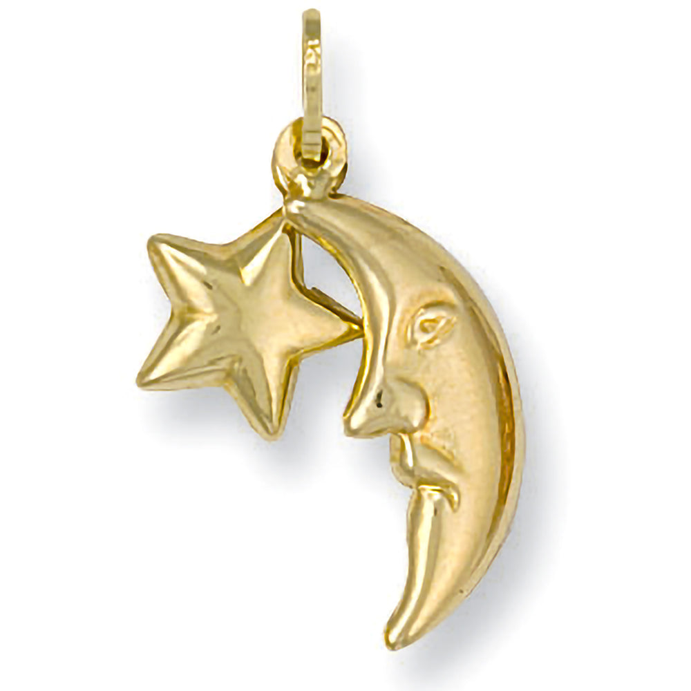 9ct Yellow Gold Star & Moon Pendant