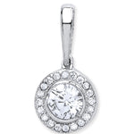 9ct White Gold Halo Style Cubic Zirconia Pendant