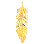 9ct Yellow Gold Feather Leaf Large Pendant