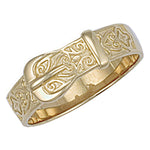 9ct Yellow Gold Patterned Buckle Ring