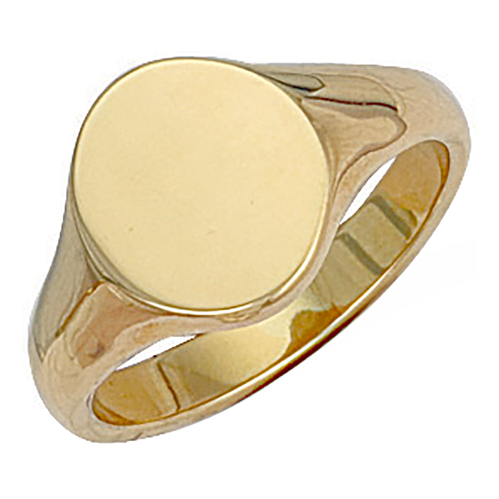 9ct Yellow Gold Oval Plain Top Signet Ring